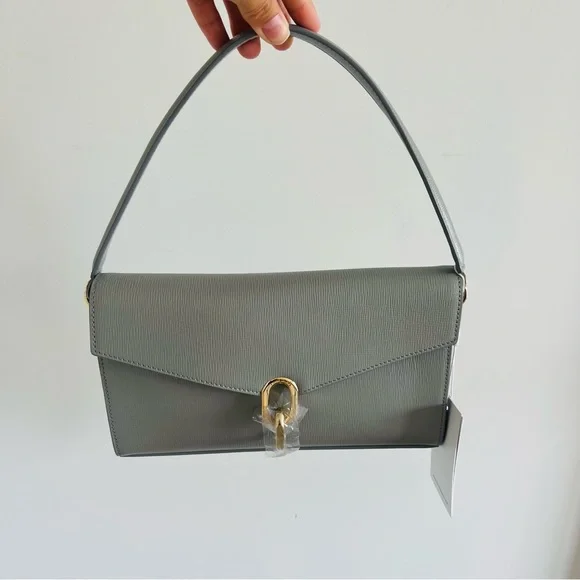 NEW ANINE BING colette bag in grey saffiano - Picture 12 of 12